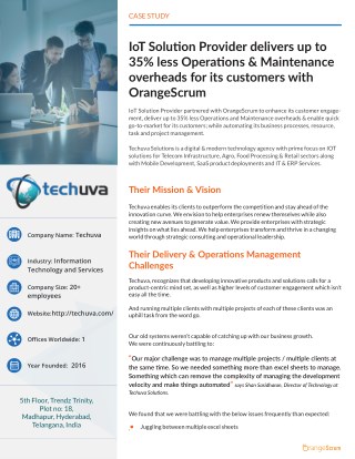 IoT Solution Provider delivers up to 35% less Operations & Maintenance overheads for its customers with OrangeScrum