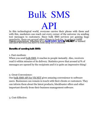 Bulk SMS API For VB.NET In Indore