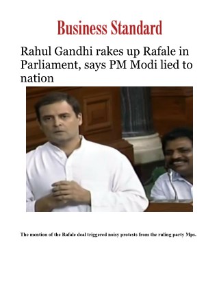 Rahul Gandhi rakes up Rafale in Parliament, says PM Modi lied to nationÂ 