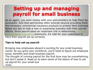 Setting up and managing payroll for small business
