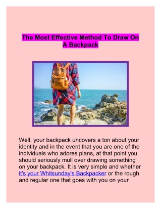 The most Effective method to Draw on a Backpack | Whitsundays backpacker
