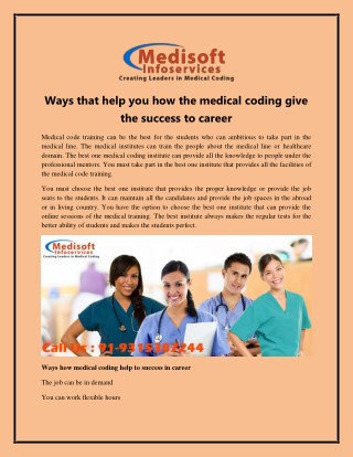 Ways that help you how the medical coding give the success to Career