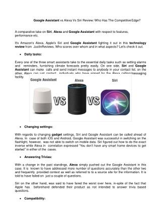 Google Assistant vs Alexa Vs Siri Review: Who Has The Competitive Edge?