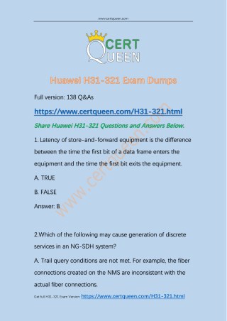 2018 Updated Huawei H31-321 Exam Questions