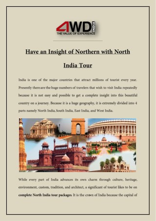 Have an Insight of Northern with North India Tour