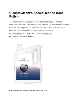 CleantoGleamâ€™s Special Marine Boat Polish