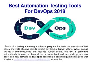 Best Automation Testing Tools For DevOps 2018