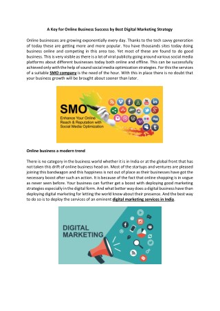 A Key for Online Business Success by Best Digital Marketing Strategy