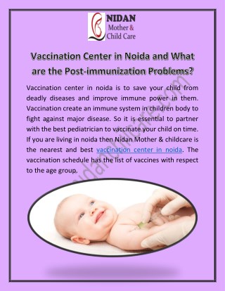 Vaccination Center in Noida and What are the Post-immunization Problems?