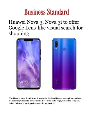 Huawei Nova 3, Nova 3i to offer Google Lens-like visual search for shopping