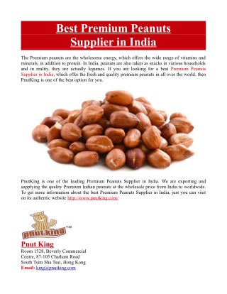 Best Premium Peanuts Supplier in India