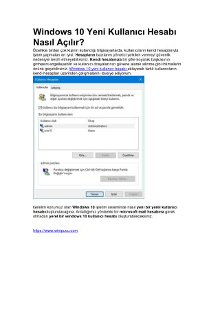 Windows 10 Yeni Kullanici Hesabi Nasil Acilir
