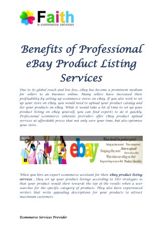 Benefits of Professional eBay Product Listing Services