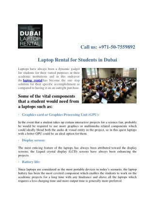 Laptop Rental for Students in Dubai