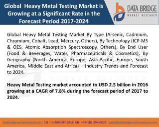 Global Heavy Metal Testing Market- Industry Trends and Forecast to 2024