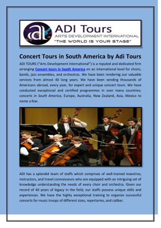 Concert Tours in South America by Adi Tours