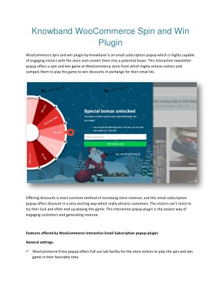 WooCommerce Spin and Win Newsletter popup plugin