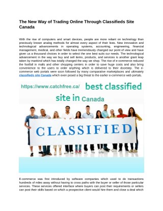 The New Way of Trading Online Through Classifieds Site Canada