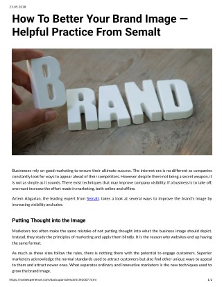 How To Better Your Brand Image â€” Helpful Practice From Semalt