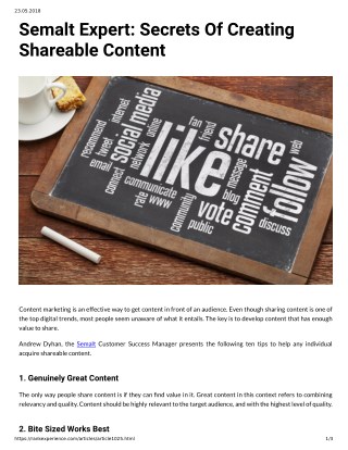 Semalt Expert: Secrets Of Creating Shareable Content