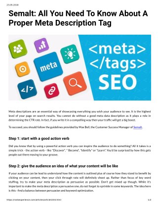 Semalt: All You Need To Know About A Proper Meta Description Tag