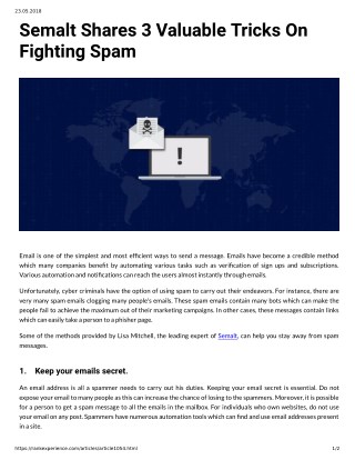 Semalt Shares 3 Valuable Tricks On Fighting Spam