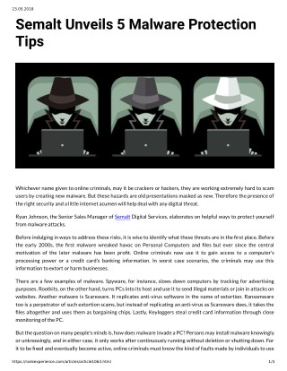 Semalt Unveils 5 Malware Protection Tips
