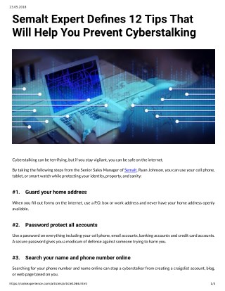 Semalt Expert Defines 12 Tips That Will Help You Prevent CyberstalkingD