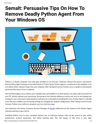 Semalt: Persuasive Tips On How To Remove Deadly Python Agent From Your Windows OS