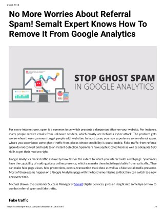 No More Worries About Referral Spam! Semalt Expert Knows How To Remove It From Google Analytics