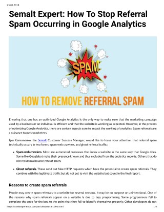 Semalt Expert: How To Stop Referral Spam Occurring in Google Analytics