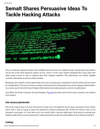 Semalt Shares Persuasive Ideas To Tackle Hacking Attacks