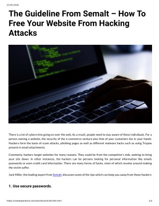 The Guideline From Semalt â€“ How To Free Your Website From Hacking Attacks