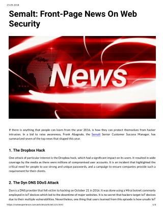 Semalt: Front-Page News On Web Security