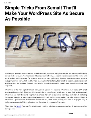 Simple Tricks From Semalt That'll Make Your WordPress Site As Secure As Possible