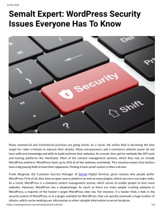 Semalt Expert: WordPress Security Issues Everyone Has To Know