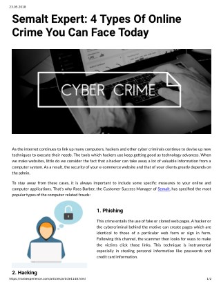 Semalt Expert: 4 Types Of Online Crime You Can Face Today