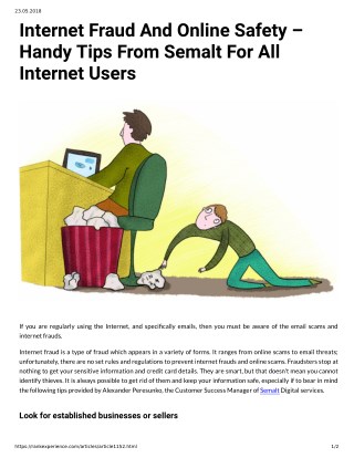 Internet Fraud And Online Safety â€“ Handy Tips From Semalt For All Internet Users