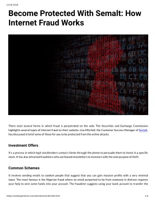 Become Protected With Semalt: How Internet Fraud Works