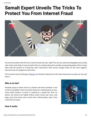 Semalt Expert Unveils The Tricks To Protect You From Internet Fraud