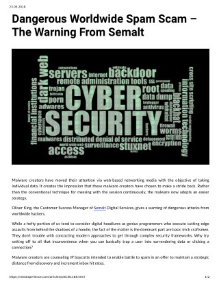 Dangerous Worldwide Spam Scam â€“ The Warning From Semalt