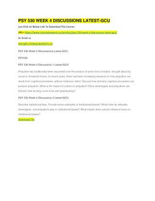 PSY 530 WEEK 4 DISCUSSIONS LATEST-GCU
