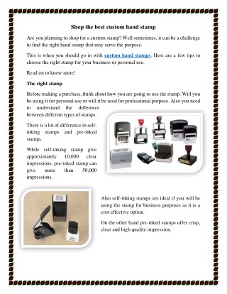 Shop the best custom hand stamp
