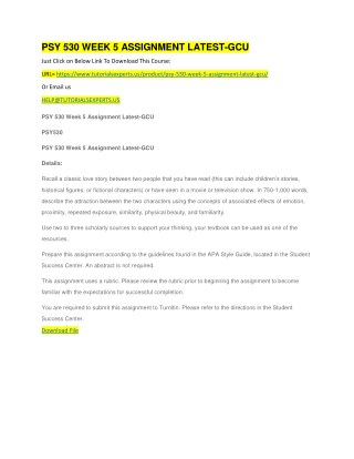 PSY 530 WEEK 5 ASSIGNMENT LATEST-GCU