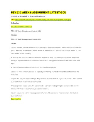 PSY 530 WEEK 6 ASSIGNMENT LATEST-GCU