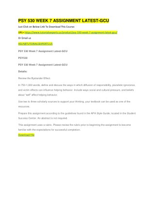 PSY 530 WEEK 7 ASSIGNMENT LATEST-GCU