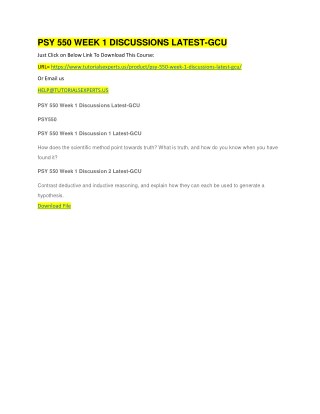 PSY 550 WEEK 1 DISCUSSIONS LATEST-GCU