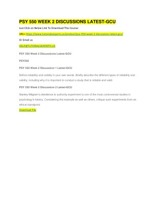 PSY 550 WEEK 2 DISCUSSIONS LATEST-GCU