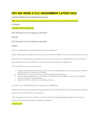 PSY 550 WEEK 5 CLC ASSIGNMENT LATEST-GCU