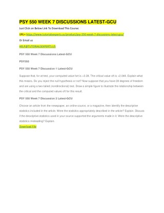 PSY 550 WEEK 7 DISCUSSIONS LATEST-GCU